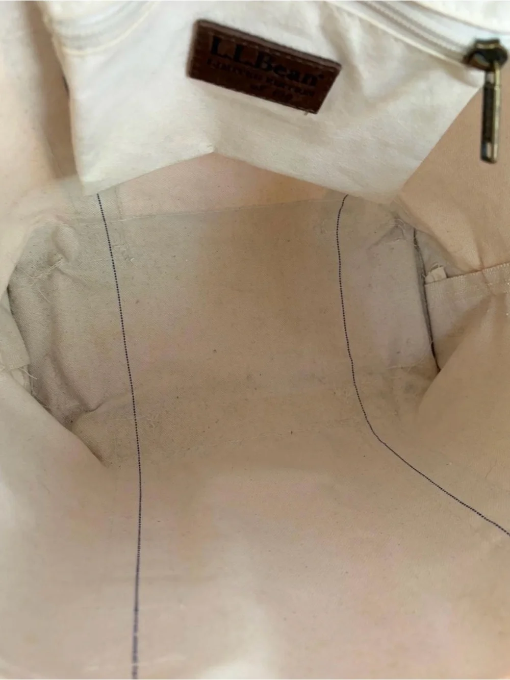 L.L.Bean Limited Edition (only 100 made) cream canvas tote,brown leather handles